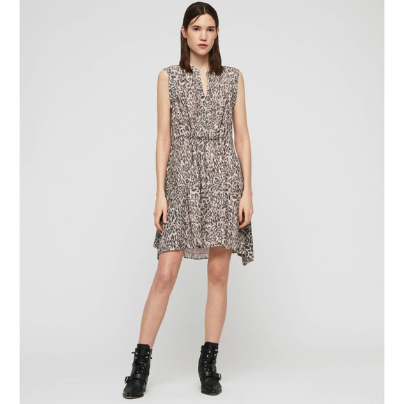 All Saints Dresses & Skirts - ALLSAINTS Clari Kara Dress Sleeveless Leopard Print Pink Gray S